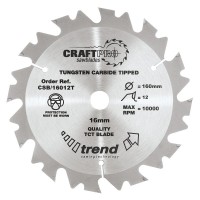 Trend Wood Cordless Circular Saw Blade - 160mm dia x 1.5 kerf x 16 bore 12T