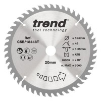 Trend Wood Cordless Circular Saw Blade - 184mm dia x 1.65 kerf x 20 bore 48T