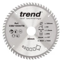 Trend Wood Cordless Circular Saw Blade - 190mm dia x 1.5 kerf x 30 bore 60T