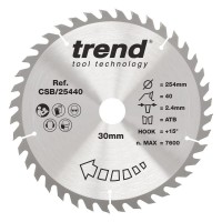 Trend Wood Circular Saw Blade - 254mm dia x 2.4 kerf x 30 bore 40T