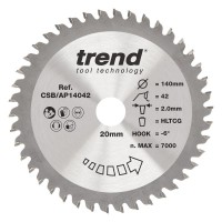 Trend Aluminium / Plastic Circular Saw Blade - 140mm dia x 2.0 kerf x 20 bore 42T