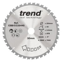 Trend Wood Mitre Saw Blade - 254mm dia x 3.0 kerf x 30 bore 40T