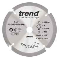 Trend PCD Fibre Cement Circular Saw Blade - 184mm dia x 2.2 kerf x 20 bore 4T