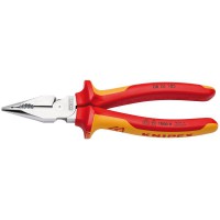 Knipex VDE Needle-Nose Combination Pliers with Multi-Component Grips Chrome-Plated 185mm - 08 26 185 SB