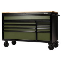 BUNKER Workbench Roller Tool Cabinet, 10 Drawer, 56\" Green - 08236