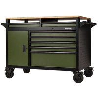 BUNKER Multi-Functional Workbench Roller Tool Cabinet, 14 Drawer, 48\" Green - 08269