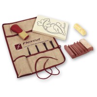 Flexcut Travel Carving Set with 4 SK Blades, Tool Roll, Compound and SlipStrop